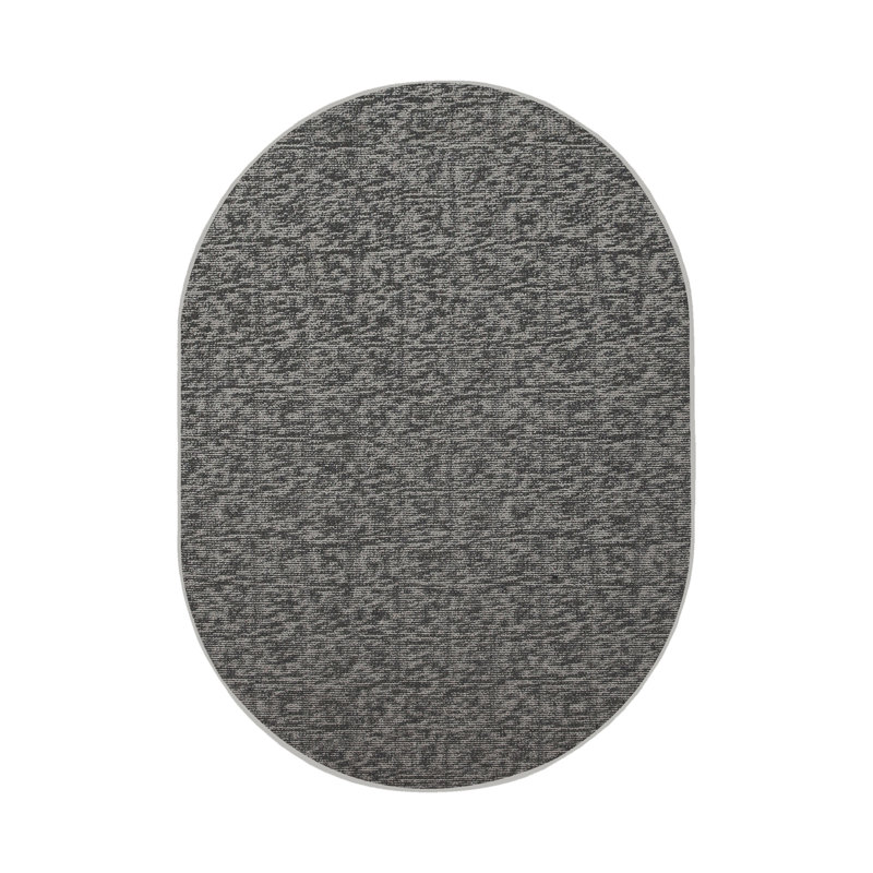 Tapis intérieur / extérieur gris Ganimete, Ovale 12 pi x 15 pi