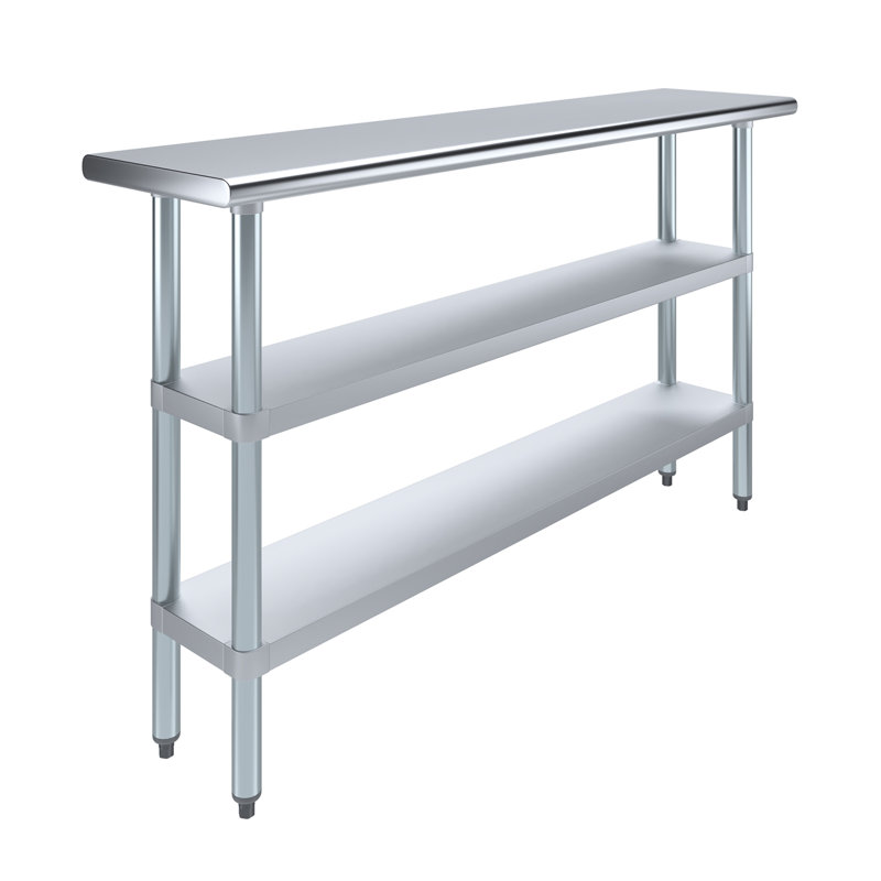 Table en acier inoxydable avec 2 tablettes inférieures KitchQuip Express - H 35 po x l 60 po x P 14 po