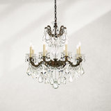 La Scala 8 Light 25in x 28.5in Chandelier in Florentine Bronze with Clear Radiance Crystals