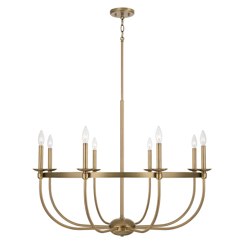 Lustre 8 lumières façon bougie Rylann, Laiton vieilli