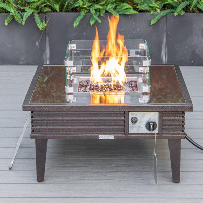 Kliyah Square Propane Smokeless Fire Pit Table