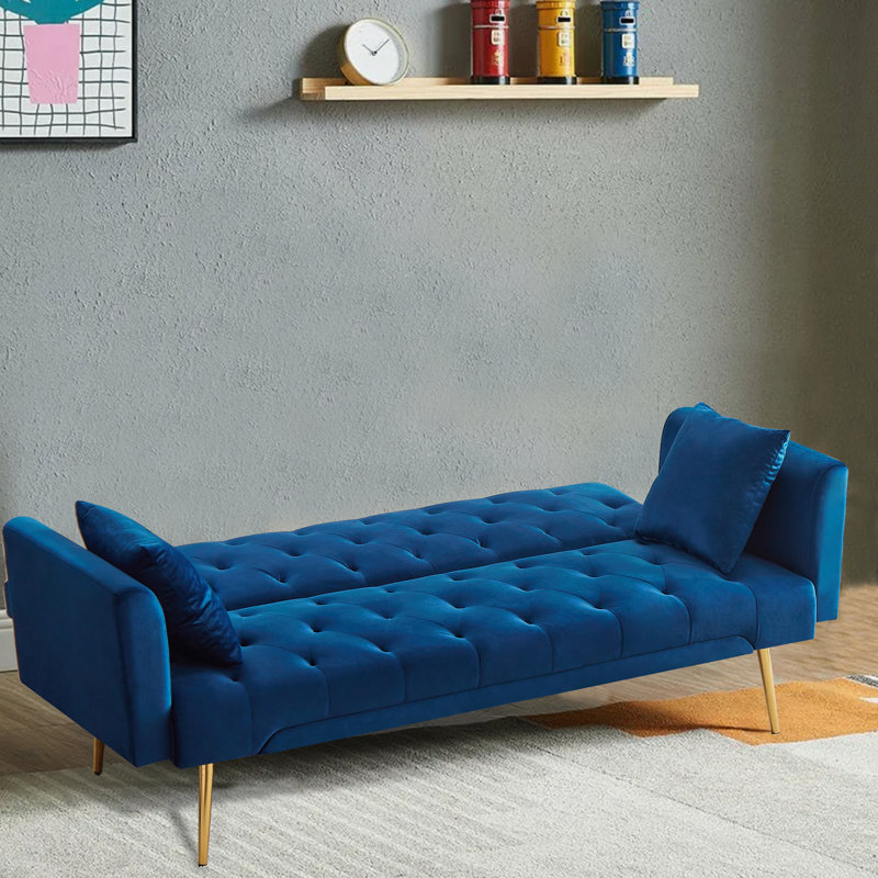 Canapé-lit rembourré de style moderne 71,65 po, Velours bleu