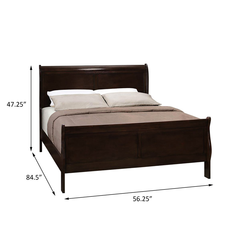 Lit de style classique en cappuccino, lit cappuccino essentiel pour la chambre à coucher, élément chaleureux, structure en bois franc asiatique