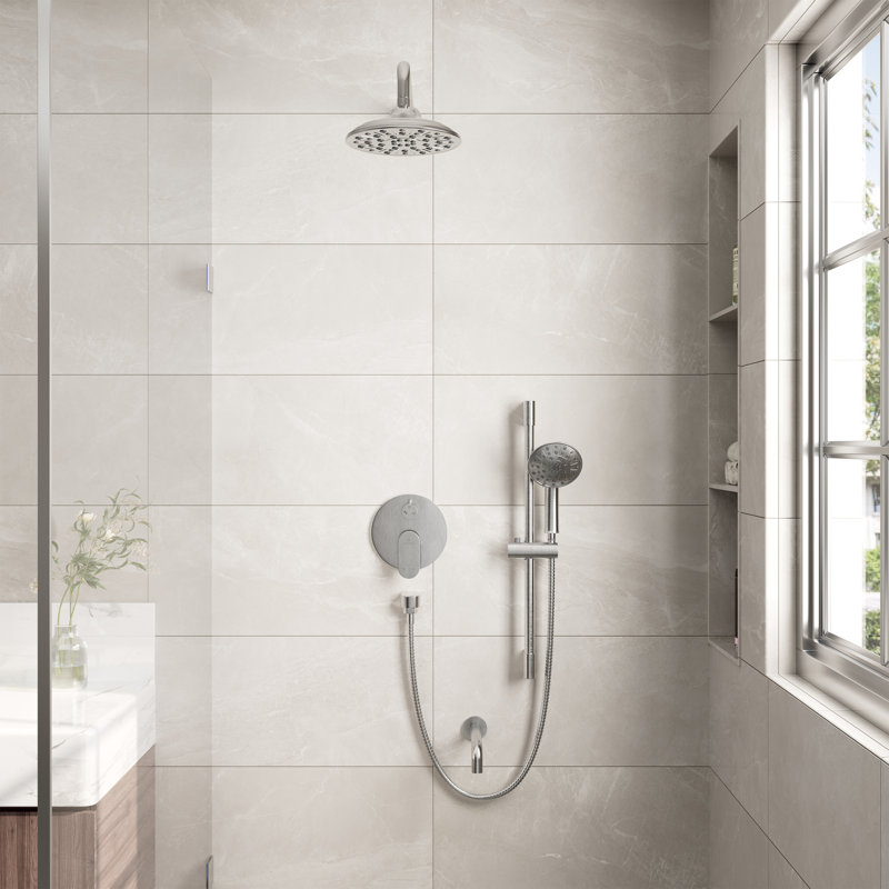 Calliope Wall Mounted 3 Function Retro Shower System with 3 Setting Handheld, Brushed Nickel