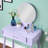 Wood Vanity And Matching Stool, Purple - Contemporary Look With Round Mirror, 15.75"D Table Top, Space Design Dressing Stool Modern Style, 17.52"H 31.74"W X 16.97"D 52.83"H Overall Dimension-1571547870