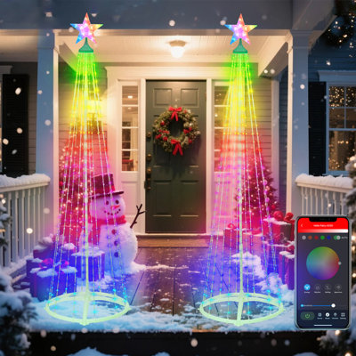 6Ft Rgb Led Christmas Tree With Star Topper – 370 Led Lights, Conical Christmas Tree,App & Remote Control,Multiple Modes,Indoor/Outdoor Holiday Decoration