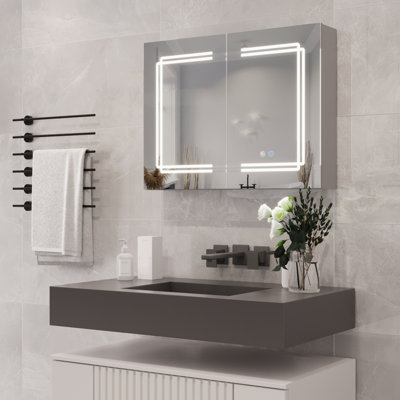 Deervalley Medicine Cabinets For Bathroom With Mirror, Wall Mounted LED Medicine Cabinet Organizer With Defogger, Dimmer, Bluetooth Speaker, Double Do -  DV-1VM0236