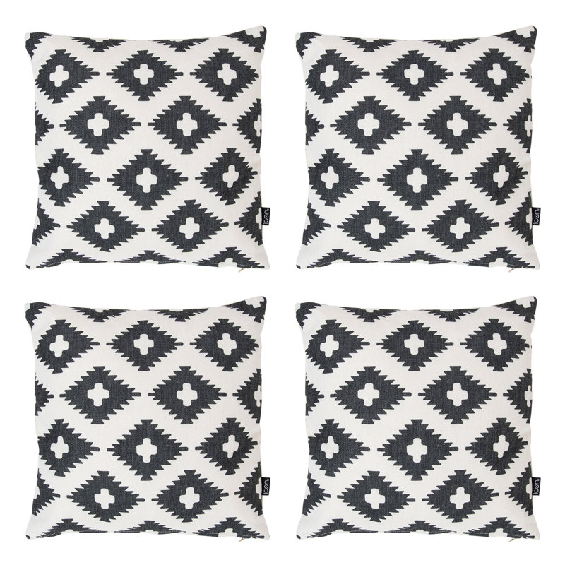Bean Bag Bazaar Geometric Print Indoor-Outdoor Cushion, Pack of 4, Multicolour