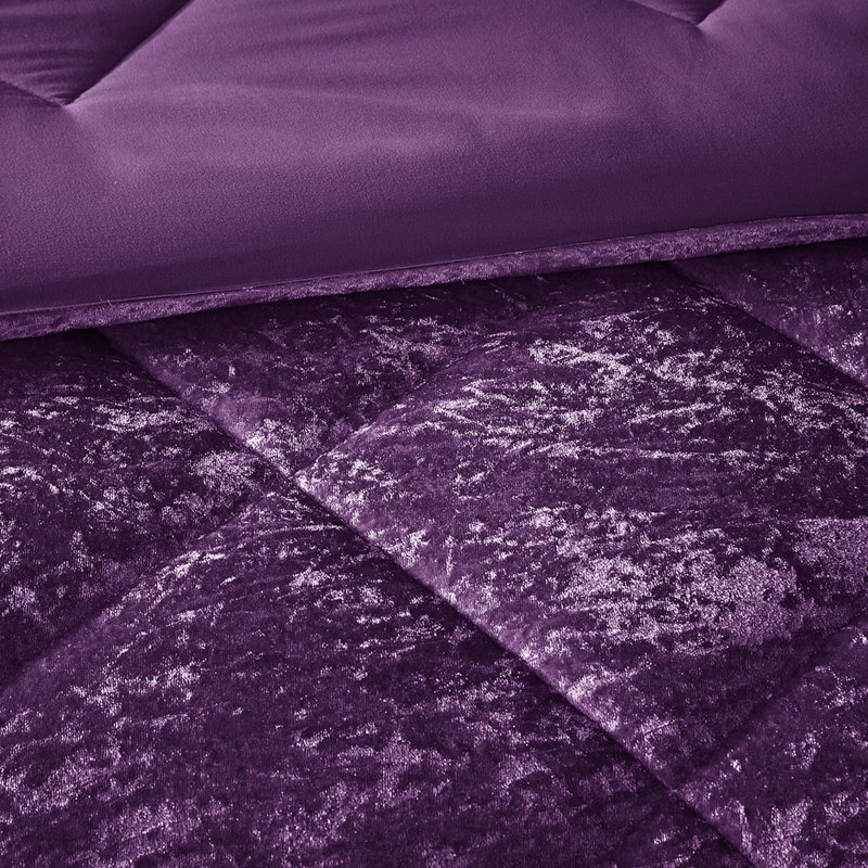 Édredon en velours de luxe pour lit simple / simple TG, Édredon pour lit simple / simple TG + 3 pièces s, Mauve