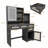 Dressing Table with LED Lights Glass Top Dressing Table with Extendable Side Table 5 Drawers Dressing Table with Mirror and Stool for Bedroom-1670980238
