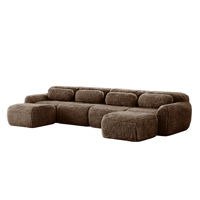Canapé en forme de U sans os, fond en éponge haute densité 32D, conception antidérapante, conception ergonomique sans assemblage, emballage sous vide à combinaison complète et sans compression, pour les salons
