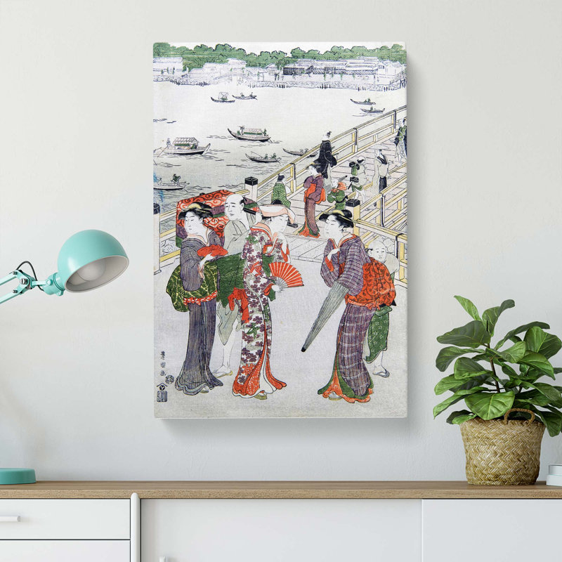 Women Stood By Ryogoku Bridge by Utagawa Toyokuni - Wrapped Canvas Painting, 76cm H x 50cm W x 3cm D