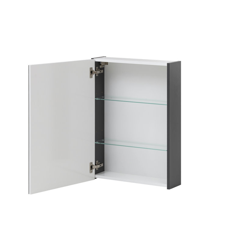 Cosmo Surface Mirrored Bathroom Cabinets with Mirror and 2 Adjustable Shelves, Anthracite