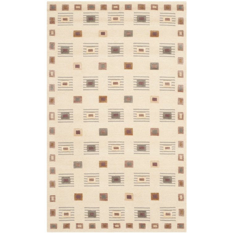 Tibetan Hand Knotted Wool Pile Geometric Rug