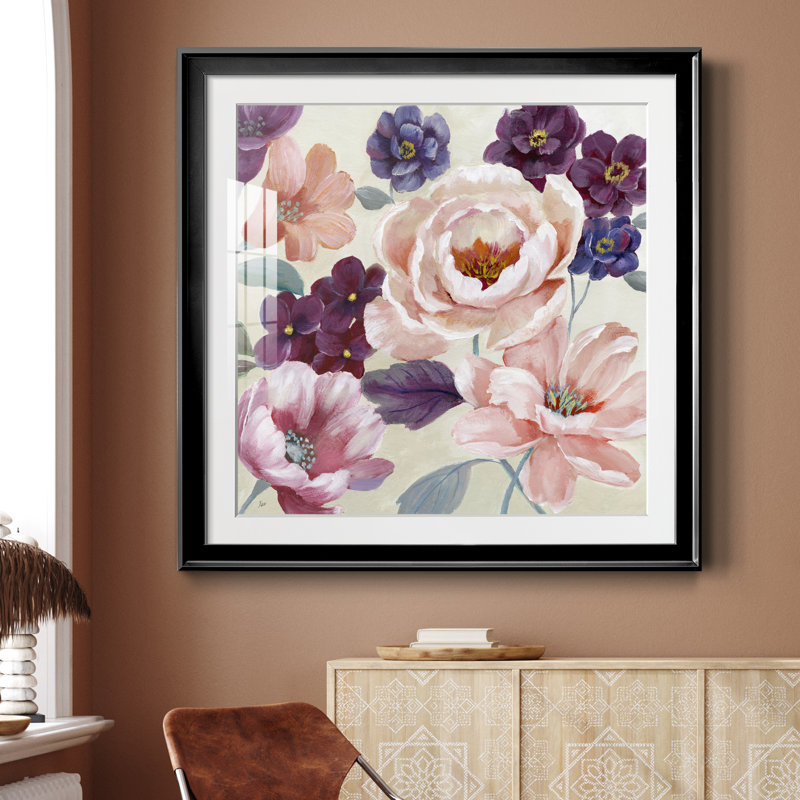 Douce romance - peinture encadrée, Toile encadrée noire, H 26,5 po x l 26,5 po x P 1,5 po