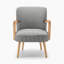 Taseefa Upholstered Accent Armchair with Oak Effect Legs - Contemporary Striped Fabric-106101908