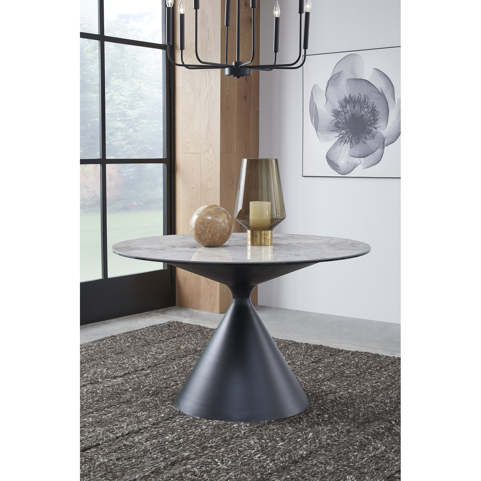 47'' Round Dining Table, Black