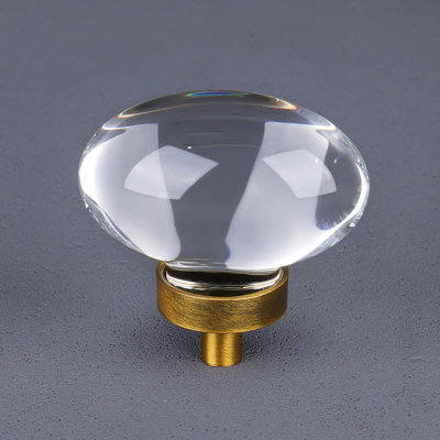 8 Pack Vintage Antique Brass Crystal Cabinet Knobs, Oval Glass Cabinet Knobs Pulls for Dresser Drawers Kitchen Bathroom Cupboard