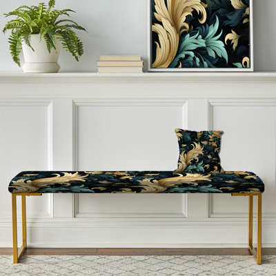 Paisley Upholstered Gold Bench