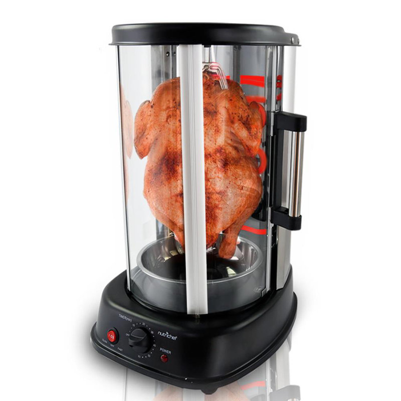 NutriChef Black Vertical Rotisserie Oven with Skewer Grill Rack