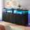 Meuble télé 55 po avec commode de rangement moderne, charge USB intégrée, éclairage DEL