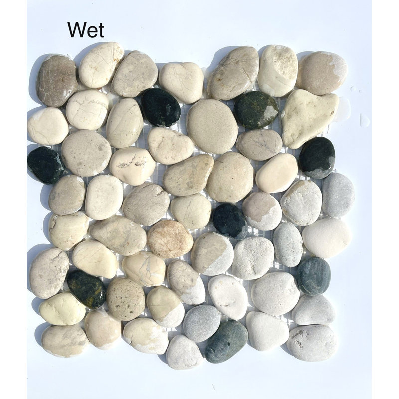 White-Gray-Black Leveled Pebble Mosaic 12" x 12"