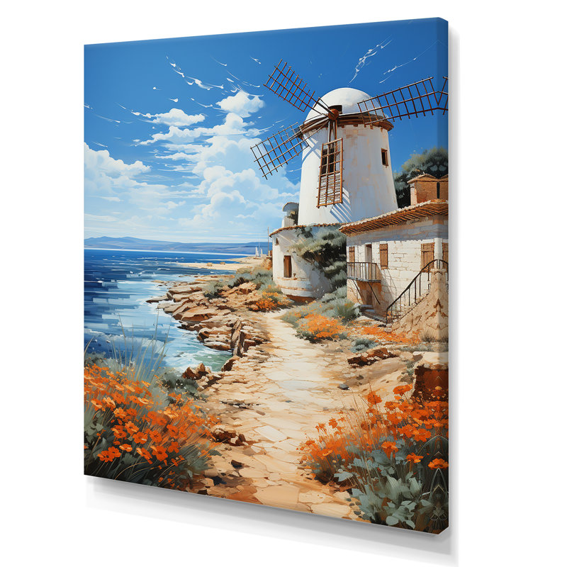 Reproduction sur toile espagnol, moulins à vent de côte II, H 40 po x l 30 po x P 1,5 po, Toile tendue