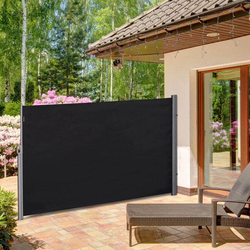 Outsunny 118'' W D Fabric Black Cover Retractable Side Awning, 5.25' H
