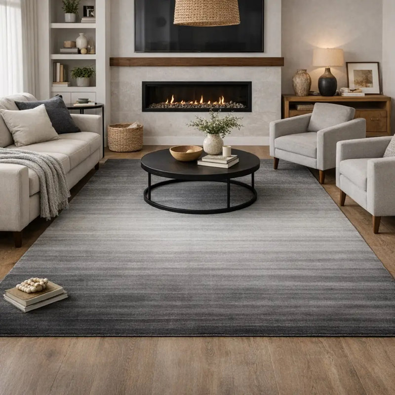 Tapis tissé à la main | Tapis en laine et bambou en soie moderne | Tapis d'intérieur brun 10 mm, Rectangle 9 pi x 12 pi