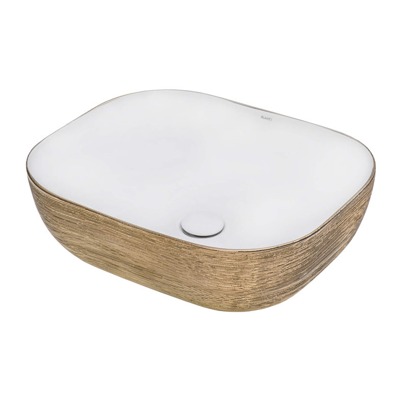 Lavabo vasque de salle de bain Ruvati, Rose Gold & White