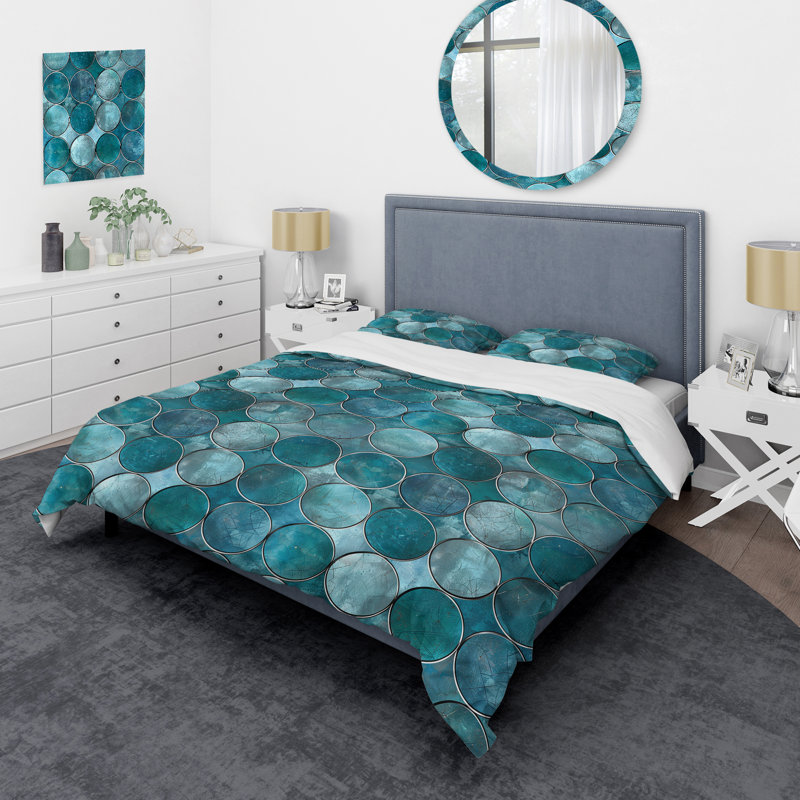 Ensemble de housse de couette Turquoise Silver Metallic Glam II - Glam, Housse de couette très grand + 2 taies décorativ