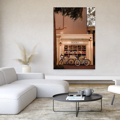 Books a Bicycles Abstract Contemporary Palm Tree Architecture City Wall Art Print 1 Piece Wrapped Canvas Wall Art