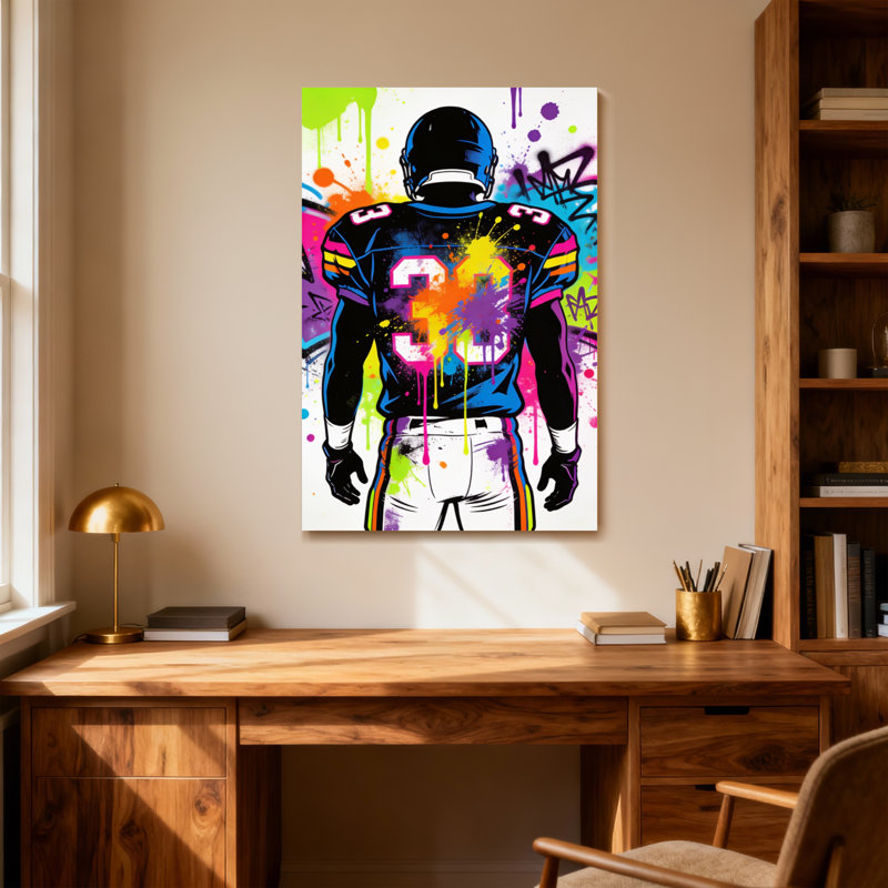 Abstrait, joueur de football coloré, impression d'art graffiti