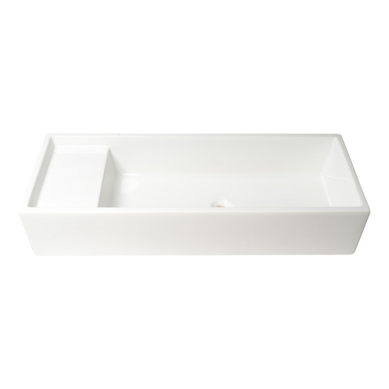 Lavabo de salle de bain rectangulaire semi-encastré en argile réfractaire 14,6 po Alfi Brand, Blanc