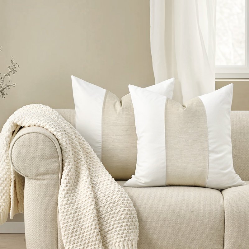 Ensemble de 2 housses de coussin en velours, Carré de 20 po, Sable pâle