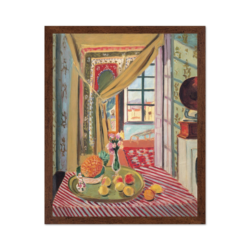 Henri Matisse - Intérieur avec Phonographe No1, Affiche, H 12 po x l 16 po, Encadrement brun