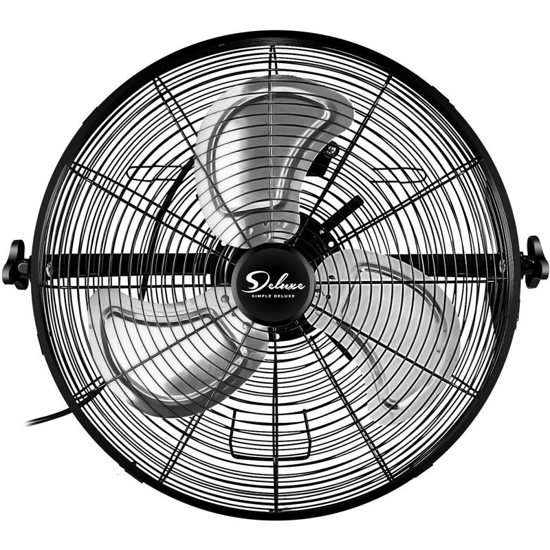 Ventilateur mural industriel en métal à 3 vitesses Simple Deluxe, H 20 po x l 20 po x P 10 po