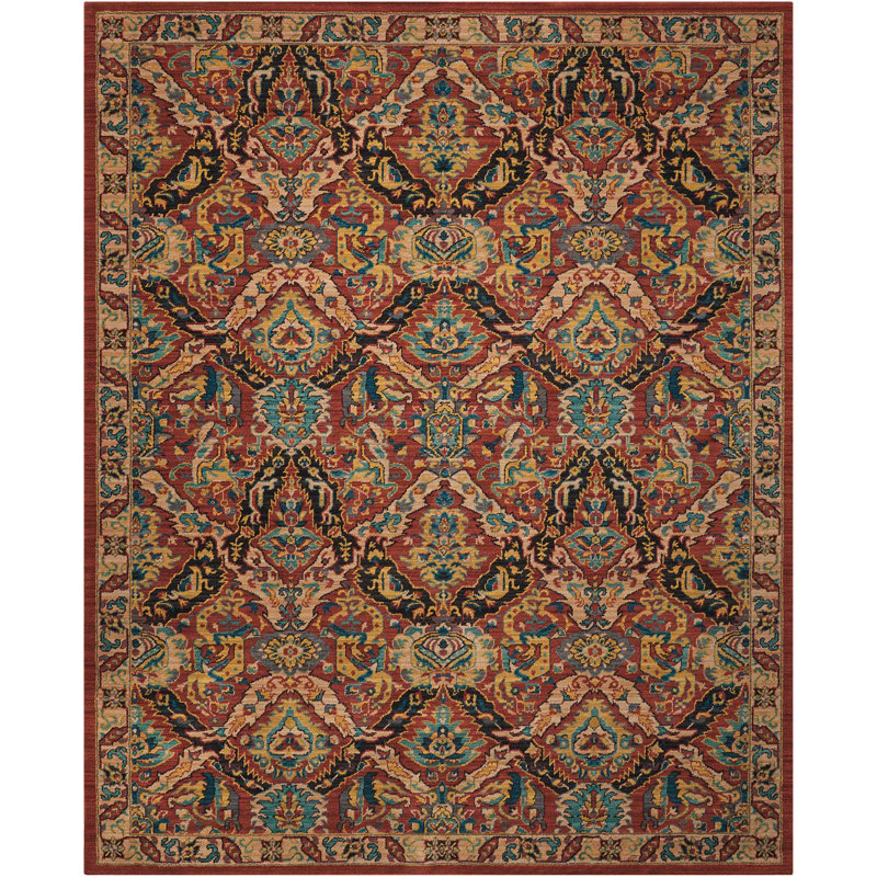 Tapis rouge d'inspiration persane Tonita, Rectangle 12 pi x 15 pi