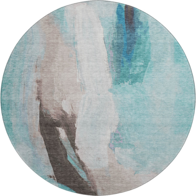 Premium Machine Washable  Abstract Rug, Round 8'