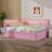 Platform Bed With USB Ports And LED Belt, Upholstered Bed Frame With Trundle, No Box Spring Needed-1007919441-1007919446