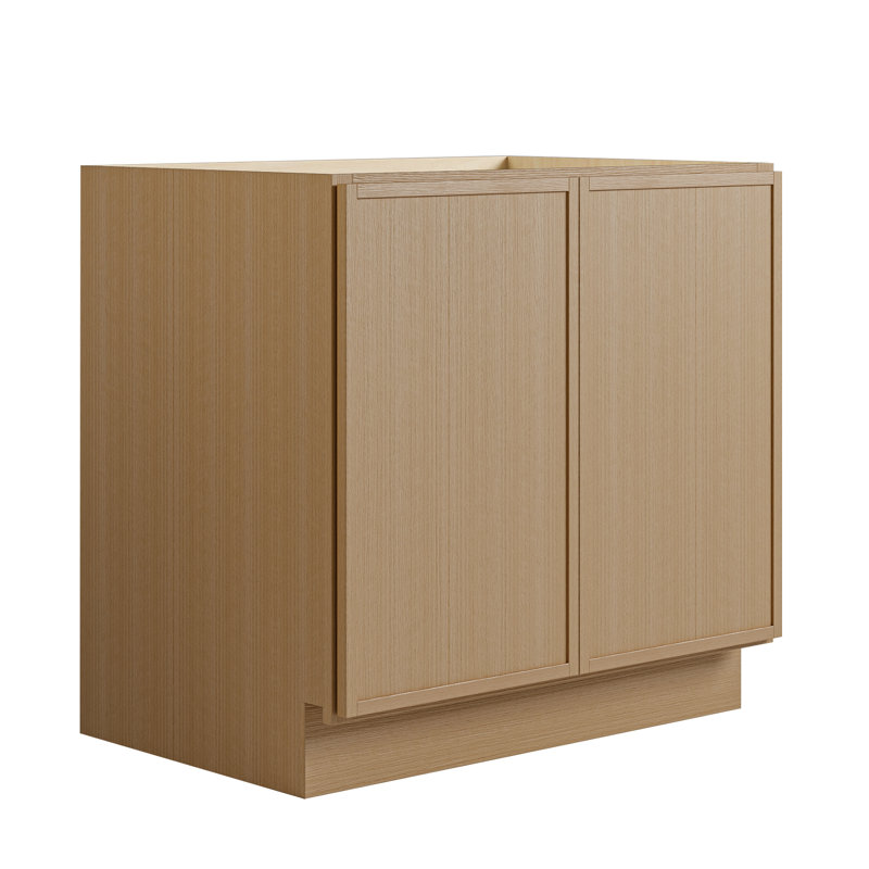 Armoire de cuisine moderne en chêne blanc avec boîte en contreplaqué, charnières et agencements personnalisés, 30", Non