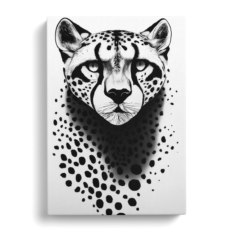 Cheetah Monochrome - Wrapped Canvas, 60cm H x 40cm W x 3cm D