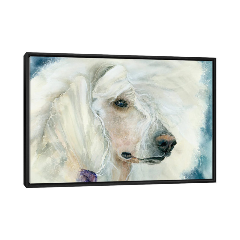 Continental chic - Caniche blanc_1PC6, H 26 po x l 40 po, Cadre flottant noir