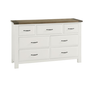 Commode triple en bois massif à 7 tiroirs l 62 po