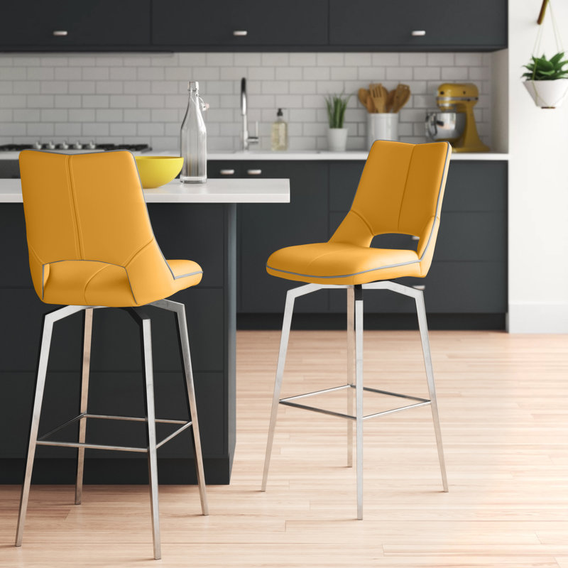 Virginia Swivel Upholstered Counter Stool, Medallion Yellow