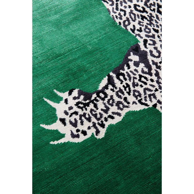 Diane Von Furstenberg Climbing Leopard Emerald Area Rug, Rectangle 4' x 6'