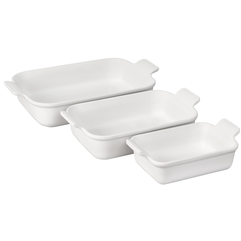 Le Creuset Stoneware 3 Piece Baking Dishes, White