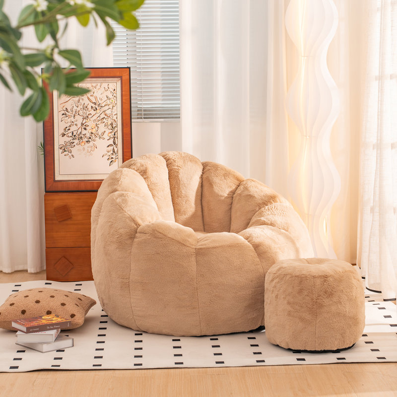 Bean Bag Chairs With Ottoman For Adults Comfy Beanbag Giant Bean Bag Chair With Spacious Design Bean Bag Couch With Armrest Large Bean Bag Chair With Memory Foam Filler For Living Room Bedroom