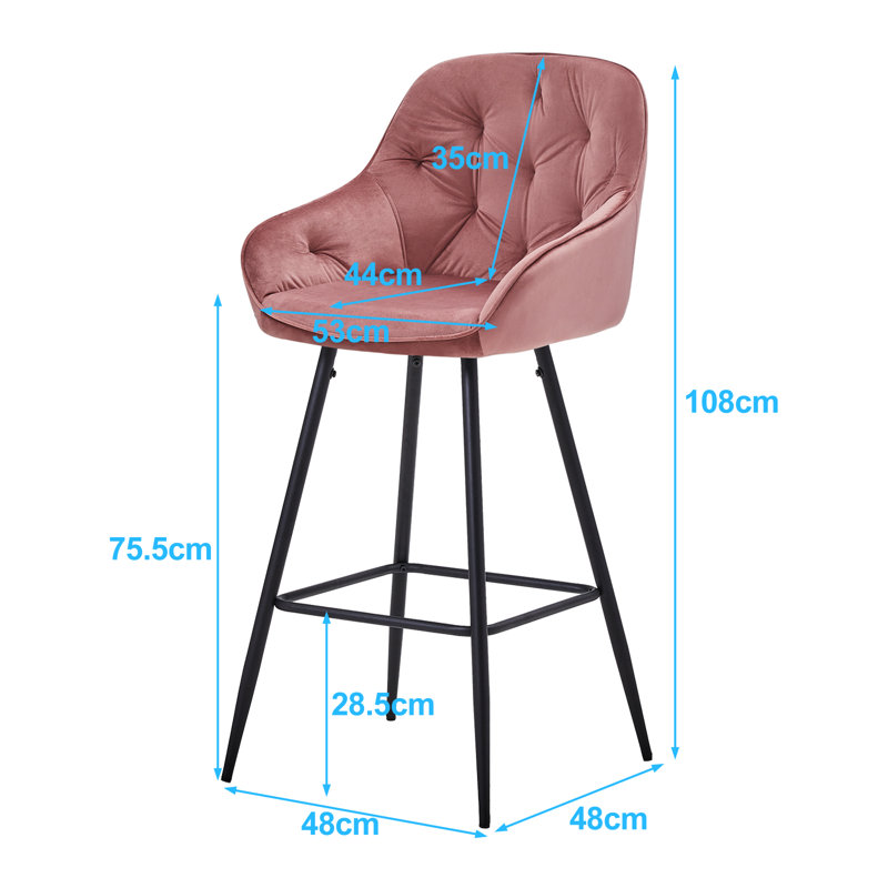 Adelmina Upholstered Counter Stool with Metal Frame, Pink