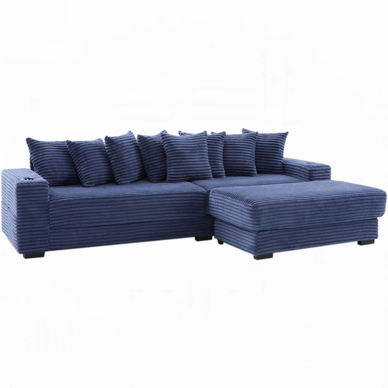 Canapé modulaire en velours côtelé, Bleu
